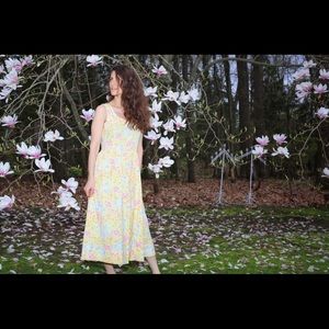 Yellow floral vintage Laura ashley dress